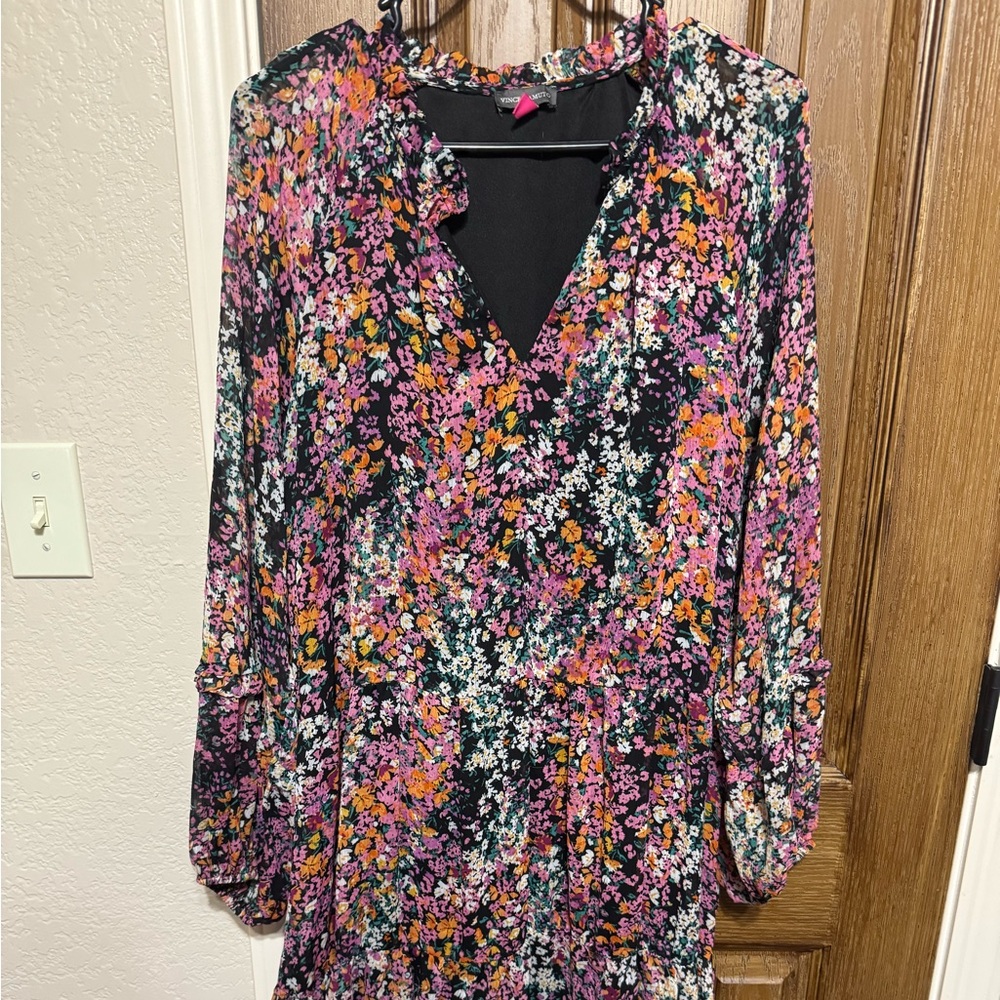 Vince Camuto Vibrant Floral Long Sleeve Dress